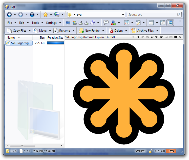 SVG file being displayed in the Opus viewer panel via Internet Explorer 9