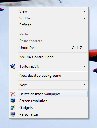 Desktop context menu screenshot
