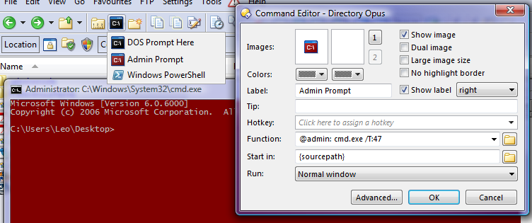 Directory Opus 9: You can make an "Admin Prompt Here" button.