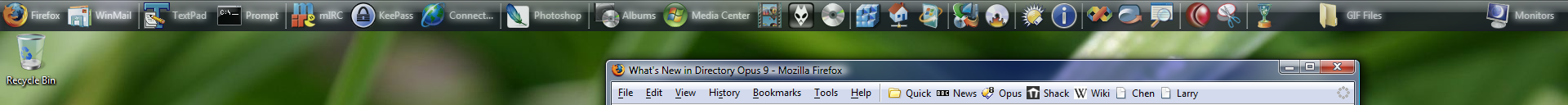 Directory Opus 9: The "Taskbar" style makes docked toolbars blend in with Vista's taskbar.